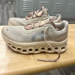 On Running Cream Pink Athletic Shoes with CloudTec Sole